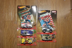 Hot Wheels Pop Culture Marvel Car Culture Set of 5 Captain America VW Drag Bus - Picture 1 of 1