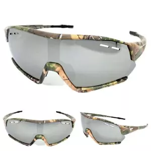 MILITARY TACTICAL Hunting Sports Wrap Safety Camouflage SUN GLASSES Silver Lens - Picture 1 of 6