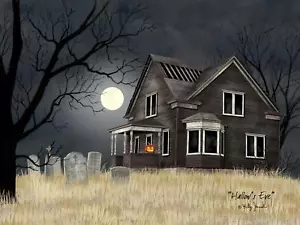 NEW Billy Jacobs Canvas Print Picture HALLOWS EVE 12" x 16 Halloween Spooky - Picture 1 of 2