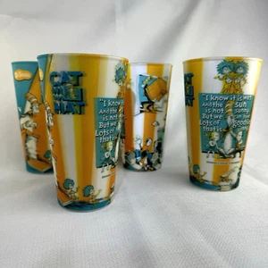 Dr Seuss Cat In The Hat 2004 Lenticular Plastic Cup Tumbler Qty 4 Universal IOA - Picture 1 of 2
