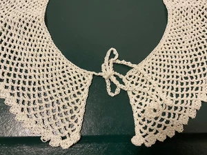 Vintage OOAK handgehäkelt gestrickt zart weiß Spitze Shirt Kragen Handarbeit 2,5 - Bild 1 von 10