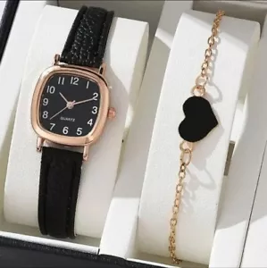 1 Pc.Glitter Dial Round Pointer Quartz Watch & One Piece Fancy Women's Bracelet. - Picture 1 of 3
