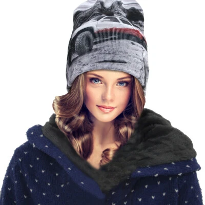 Men Women Unisex Warm Beanie Winter Knit Cap Stylish Hat Rock Crawling Print - Image 1 of 4