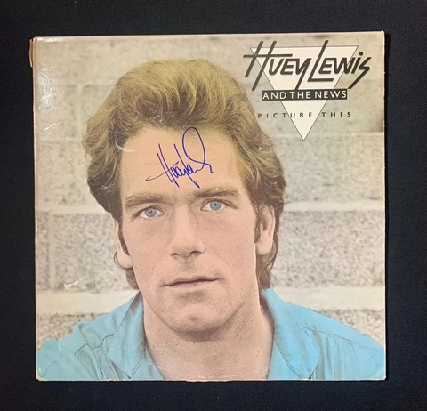 HUEY LEWIS And The News - Signed PICTURE THIS Album Cover - RARE Auto Cover