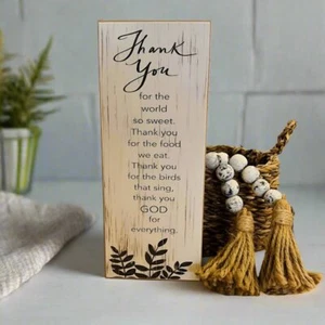 Primitive Farmhouse Thank You God bloque estante cuidador - Imagen 1 de 3