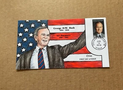 US Collins FDC Hand Painted #5393 George Bush 2019 - Image 1 of 3