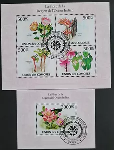 Comoros / Flowers - Flora of Indian Region 2 minisheets CTO - Picture 1 of 3