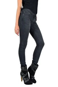 Pantaloni jeans skinny Kill City Lip Service nero metallo gotico punk rock star - Foto 1 di 4