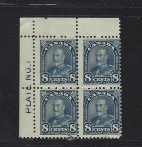 Canada 1930 Arch 8c #171 plate Block #1 UL F MH $80 - Picture 1 of 2