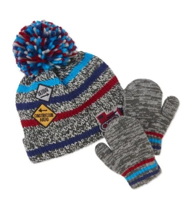 Juego de guantes gorro "Construcción" a rayas The Children's Place para niños pequeños Foto 1 de 4