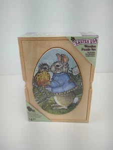 Jan Brett's Easter Egg Bunny Rabbit Wooden Puzzle Set 2010 Handcrafted Sealed - Picture 1 of 3