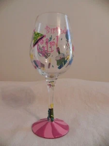 Birthday Girl Decorated 9" Hand Painted Wine Glass Goblet - Picture 1 of 7