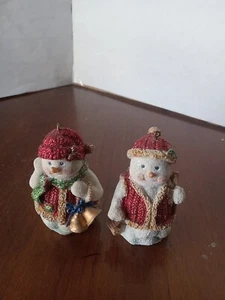 SET OF 2 TRADITIONAL SNOWMAN  ORNAMENTS YOUNG'S INCORPORATED HOLIDAY GIFTS - Picture 1 of 7
