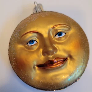 Man in the Moon Ornament Two Sided Blown Glass One World Christmas See Descript! - Picture 1 of 16