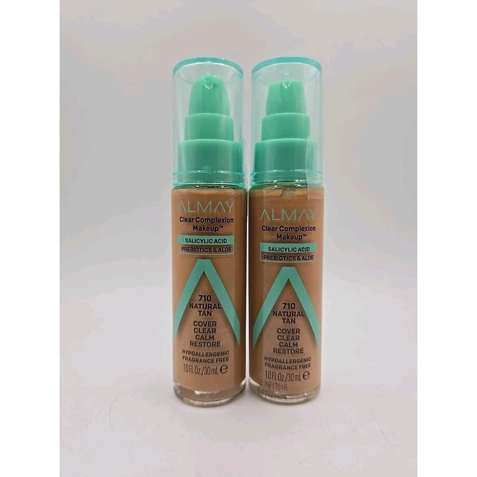 Lot 2 Almay Clear Complexion Makeup Foundation 710 Natural Tan Fragrance Free - Image 1 of 1