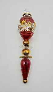 Ägyptische De Elena Glas mundgeblasen Gravur Weihnachtsschmuck Gold appliziert Preiselbeere - Bild 1 von 16