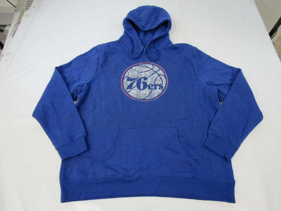 New -Dirty- Philadelphia 76ers Mens Size 2XL Blue Hoodie w/ Distressed Print - Image 1 of 3