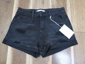KanCan Damen schwarz Distressed Estilo Bündchen Denim Shorts Gr. 5/26 Neu mit Etikett - Bild 1 von 10