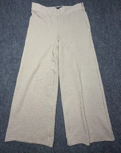 Ann Taylor Pants Womens 4 Beige White Wide Leg Cropped Textured Knit Pattern - Picture 1 of 7