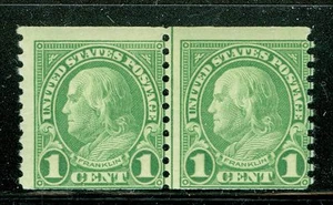 US 597 Franklin horizontal joint line pair yellow green MNH Guaranteed copy 7 - Picture 1 of 1