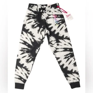 NWT Justice Girls Black White Tie Dye Joggers Sweatpants - Size Small - Picture 1 of 5