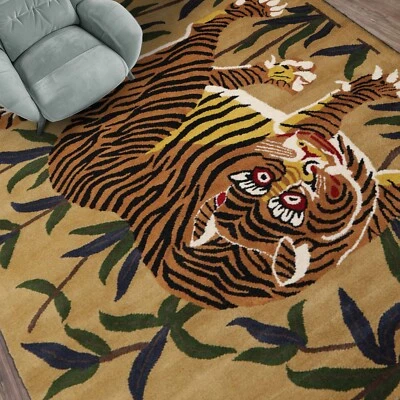 3'x5', 5'x8' Tiger Print LoomBloom Muddy Gold Hand Tufted Wool Oriental Area Rug - Image 1 of 4
