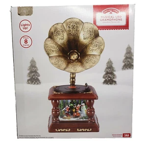 Holiday Time Musical LED Gramophone Plays 8 Christmas Carols  - Picture 1 of 6