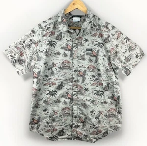 Columbia Herren Hawaiihemd Größe Large Papagei Button Down Kurzarm Kreuzfahrt - Bild 1 von 10