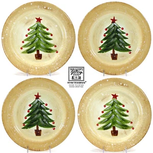 Tabletops WINTER WONDERLAND 8.75" Salad Plate Set 4Pc Christmas Tree Farrucci - Picture 1 of 12