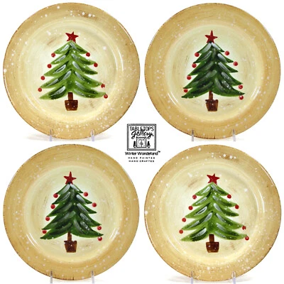Tabletops WINTER WONDERLAND 8.75" Salad Plate Set 4Pc Christmas Tree Farrucci - Image 1 of 4