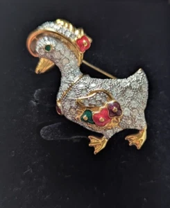 Swarovski Crystal Mother Goose Duck Swan Signed Pin in Box Rare - Picture 1 of 3