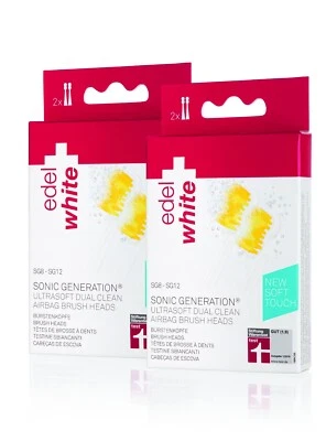 2 x 2 edel+white Dual Clean Ultrasoft Airbag Bürstenköpfe NEU, Versand Weltweit