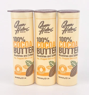 Barra de manteca de cacao 100 % Queen Helene para piel seca 1 oz cada lote de 3 Foto 1 de 4
