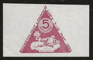 1934 GREAT BRITAIN rocket mail stamp EZ 1B2 - Maroon imperf, Gerhard Zucker - Picture 1 of 2