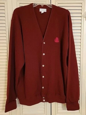 VTG Izod Mens XL Tall Cardigan Sweater Red Embroidered Logo Made In USA - Image 1 of 4
