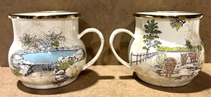 MacKenzie - Childs Enamel "Aurora" - FARM Coffee Mug - LOT of 2 - MINT - Picture 1 of 9