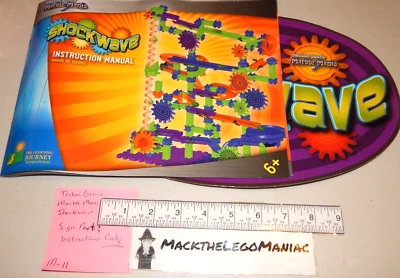 Shockwave Marble Mania Sign Part & Instruction Building Manual Only Techno Gears - Image 1 of 4