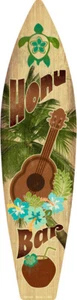 Insegna Honu Bar Metallo Tavola da Surf 17" x 4,5" ↔ Spiaggia Piscina Pub Hawaii Decorazione Parete Casa - Foto 1 di 7