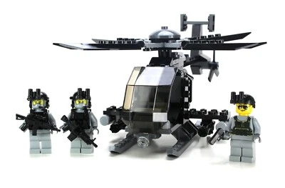 AH-6 Little Bird with 3 Rangers Army helicopter made w/ real LEGO® bricks - Image 1 of 4