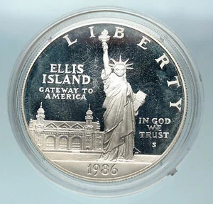 1986 UNITED STATES Ellis Island Statue of Liberty NY Proof Silver $ Coin i84376 - Picture 1 of 3