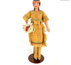 VTG Tasime Native American 9 1/4" Doll International Porcelain Traditional Dress - Picture 1 of 11