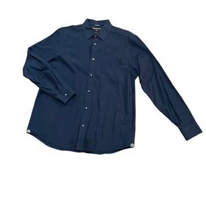 Michael Kors Kleid Shirt L marineblau knackig Baumwolle Popeline maßgeschneidert - Passform auf Knopfleiste - Bild 1 von 4