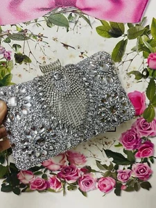 Bolso de mano plateado de noche con lentejuelas Bolso sin asas Cóctel Cartera Fiesta Nupcial Navidad Baile de graduación - Imagen 1 de 15