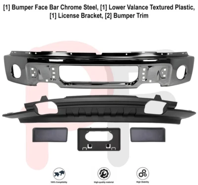 Kit parachoques delantero acero cromado/cenefa negro texturizado para Ford F-150 2009-2014 Foto 1 de 4