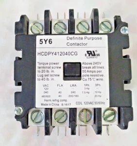 HCDPY412040CG Four-pole contactor 120V COIL 40 Amp rating - Afbeelding 1 van 3