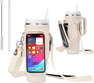 Bolsa portabotellas de agua para vaso Stanley 40 OZ con correa bolsillo para teléfono - Imagen 1 de 7