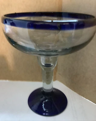 Vidrio Margarita Mexicana 16oz Borde y Base Azul Cobalto Foto 1 de 3