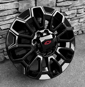 GLOSS BLACK HIGH COUNTRY WHEELS 2500/3500  22X8.5"  FITS:  2016  CHEVY SILVERADO - Picture 1 of 6