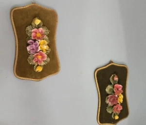 Lot of 2 SALVAGED Wall Decor,Made In Italy, Porcelain Flowers, 13" × 8" × 2-1/2" - Picture 1 of 14