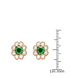 Natürlicher runder Smaragd Topas Blume Ohrstecker Sterlingsilber Gelbgold über - Bild 1 von 3